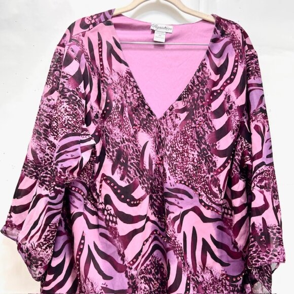 Signature JMB Tops - Signature JMB Blouse sheer polyester, line V-Neck , pull over sequins bead (58)